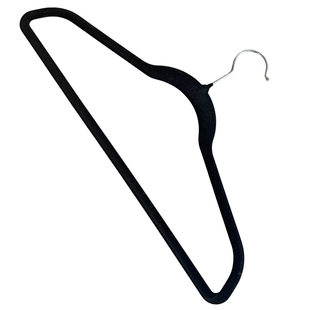 50 Pack Flocked Hangers Closet Space Saving Sturdy Non Slip Slim Design Black - Picture 7 of 13